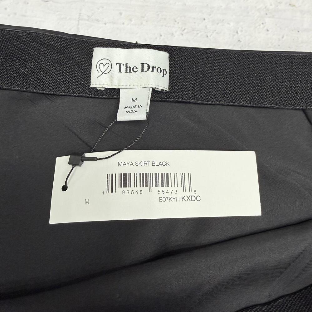 NWT The Drop Maya Satin Midi Skirt Stretch Black M Clean Girl - Picture 4 of 9